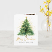 Moderne Waterverf kerstboom fotokaart Kaart (Gele Bloem)