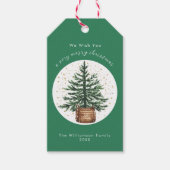Moderne Waterverf Kerstboom Minimaal Eenvoudig Cadeaulabel (Voorkant)