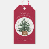 Moderne Waterverf Kerstboom Minimaal Eenvoudig Cadeaulabel (Voorkant)