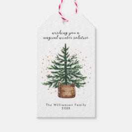 Moderne Waterverf Kerstboom Minimaal Eenvoudig Cadeaulabel