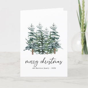 Moderne Waterverf kerstboom niet foto Feestdagen Kaart