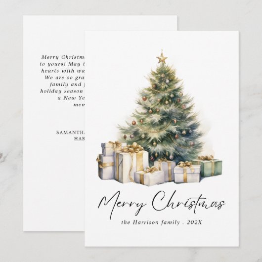 Moderne Waterverf kerstboom niet foto Feestdagenkaart (Voorkant / Achterkant)