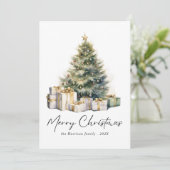 Moderne Waterverf kerstboom niet foto Feestdagenkaart (Staand voorkant)