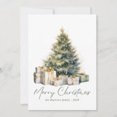 Moderne Waterverf kerstboom niet foto Feestdagenkaart (Voorkant)