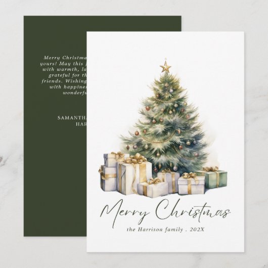 Moderne Waterverf kerstboom niet foto Feestdagenkaart (Voorkant / Achterkant)