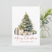 Moderne Waterverf kerstboom niet foto Feestdagenkaart (Staand voorkant)