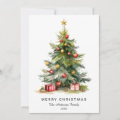 Moderne Waterverf kerstboom niet-foto Feestdagenkaart (Voorkant)