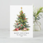 Moderne Waterverf kerstboom niet-foto Feestdagenkaart (Staand voorkant)