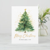 Moderne Waterverf kerstboom niet foto Feestdagenkaart (Staand voorkant)
