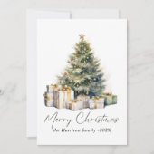 Moderne Waterverf kerstboom niet foto Feestdagenkaart (Voorkant)