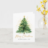 Moderne Waterverf kerstboom niet foto Kaart (Gele Bloem)