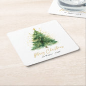Moderne Waterverf kerstboom niet foto Kartonnen Onderzetters (Schuin)