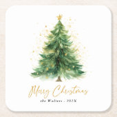Moderne Waterverf kerstboom niet foto Kartonnen Onderzetters (Voorkant)