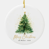 Moderne Waterverf kerstboom niet foto Keramisch Ornament (Achterkant)