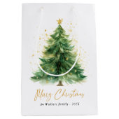 Moderne Waterverf kerstboom niet foto Medium Cadeauzakje (Voorkant)