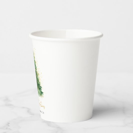 Moderne Waterverf kerstboom niet foto Papieren Bekers (Links)