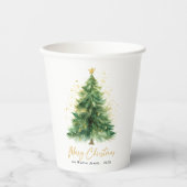 Moderne Waterverf kerstboom niet foto Papieren Bekers (Voorkant)