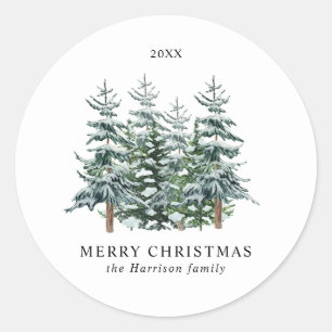 Moderne Waterverf kerstboom niet foto Ronde Sticker