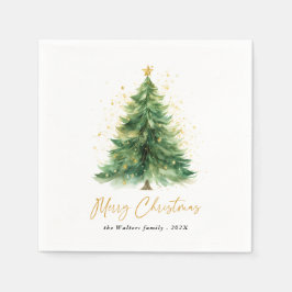Moderne Waterverf kerstboom niet foto Servet