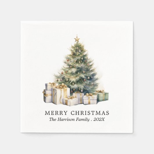 Moderne Waterverf kerstboom niet foto Servet (Voorkant)
