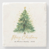Moderne Waterverf kerstboom niet foto Stenen Onderzetter (Voorkant)