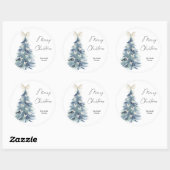 Moderne waterverf kerstboom ronde sticker (Vel)