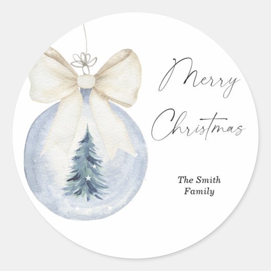 Moderne waterverf kerstboom ronde sticker (Voorkant)