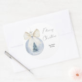 Moderne waterverf kerstboom ronde sticker (Envelop)