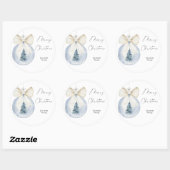 Moderne waterverf kerstboom ronde sticker (Vel)