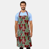 Moderne Waterverf kerstboom rood groen patroon Schort (Gedragen)