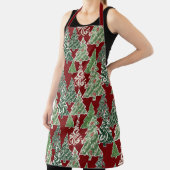 Moderne Waterverf kerstboom rood groen patroon Schort (Insitu)