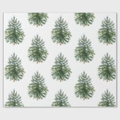 Moderne Waterverf Kerstboom Winter Pine Green Tree Cadeaupapier (Vlak)