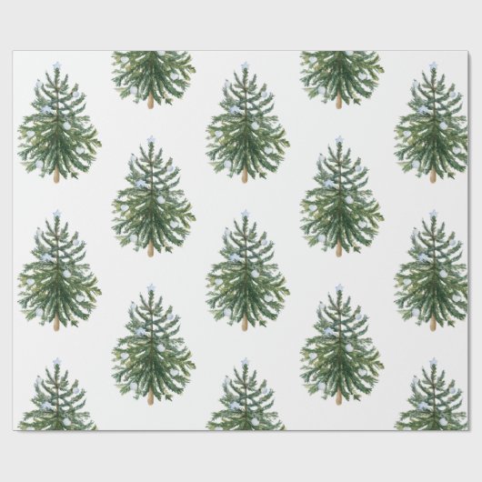 Moderne Waterverf Kerstboom Winter Pine Green Tree Cadeaupapier (Vlak)