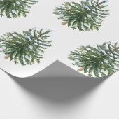 Moderne Waterverf Kerstboom Winter Pine Green Tree Cadeaupapier (Hoek)