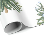 Moderne Waterverf Kerstboom Winter Pine Green Tree Cadeaupapier (Rol Hoek)