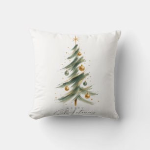 Moderne waterverf kerstboom worp kussen