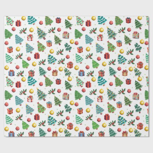 Moderne Waterverf kerstcadeaus Green Tree Cadeaupapier (Vlak)