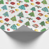 Moderne Waterverf kerstcadeaus Green Tree Cadeaupapier (Hoek)