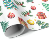 Moderne Waterverf kerstcadeaus Green Tree Cadeaupapier (Rol Hoek)