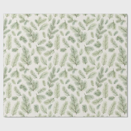 Moderne Waterverf kerstdennenbladeren Cadeaupapier (Vlak)