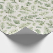 Moderne Waterverf kerstdennenbladeren Cadeaupapier (Hoek)