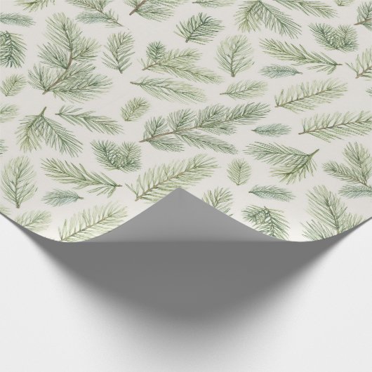 Moderne Waterverf kerstdennenbladeren Cadeaupapier (Hoek)