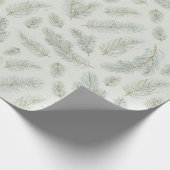 Moderne Waterverf kerstdennenbladeren Cadeaupapier (Hoek)