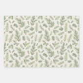 Moderne Waterverf kerstdennenbladeren Inpakpapier Vel (Voorkant 2)