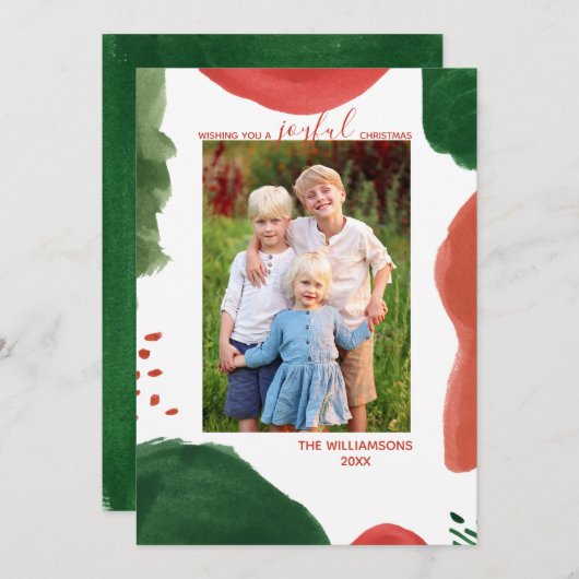 Moderne Waterverf kerstkaart (Voorkant / Achterkant)