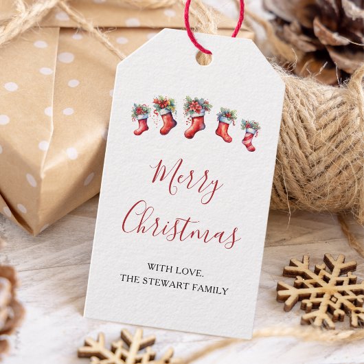 Moderne Waterverf kerstkous vakantie Cadeaulabel