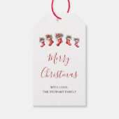 Moderne Waterverf kerstkous vakantie Cadeaulabel (Voorkant)