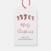 Moderne Waterverf kerstkous vakantie Cadeaulabel (Achterkant)