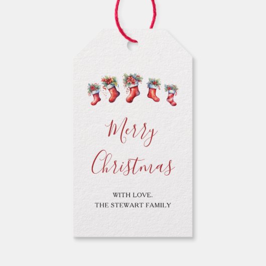 Moderne Waterverf kerstkous vakantie Cadeaulabel (Achterkant)