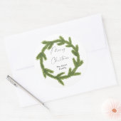 Moderne waterverf kerstkrans ronde sticker (Envelop)